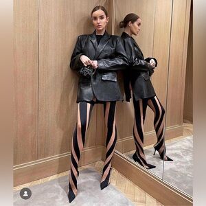 Jimmy Choo x Mugler thigh high sock boot